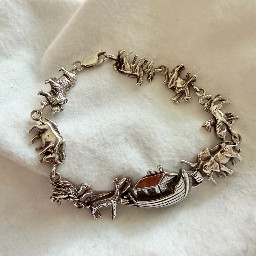 Sterling Silver Noah’s Ark Animal & Boat Bracelet